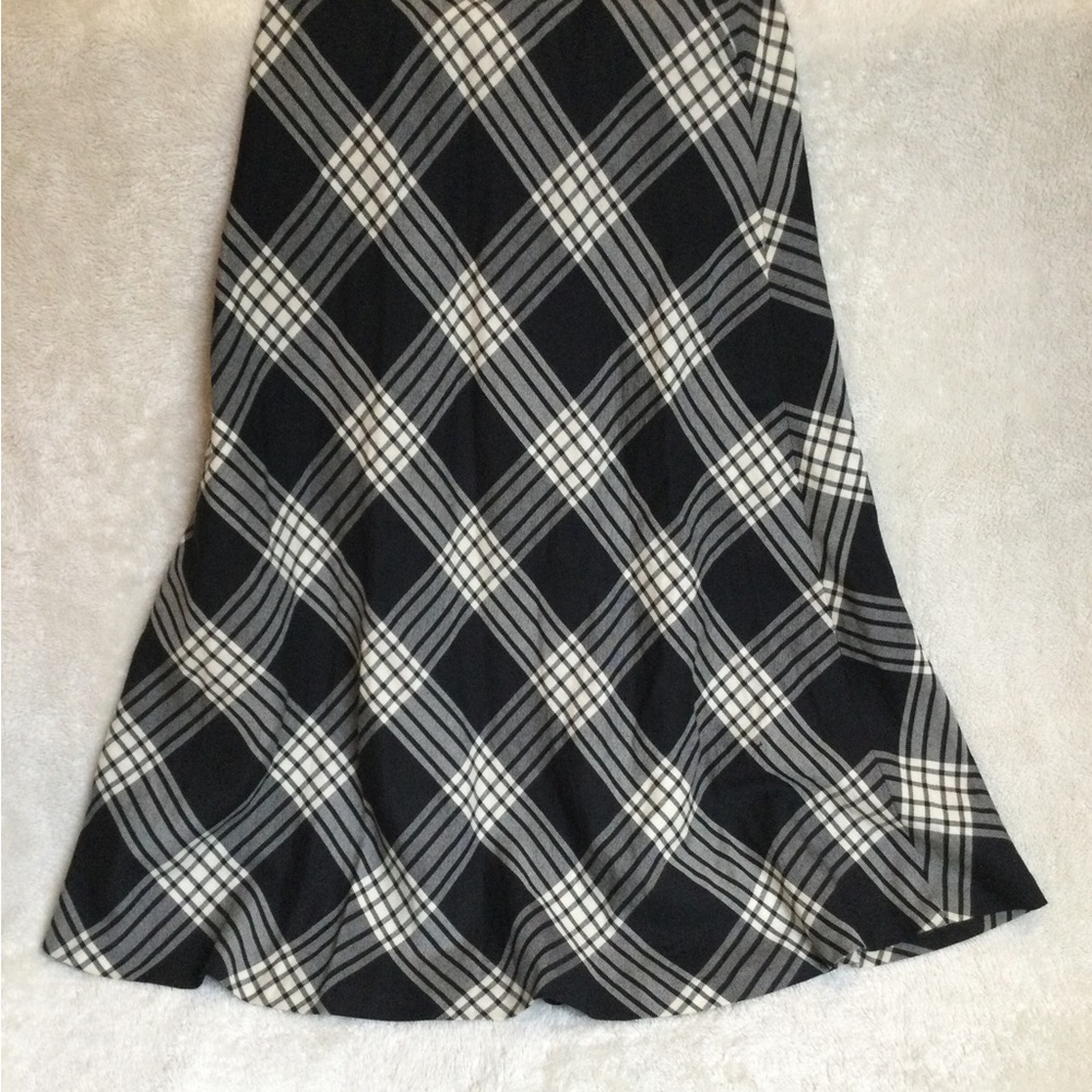 Plaid Black and Cream Women's Wool Skirt